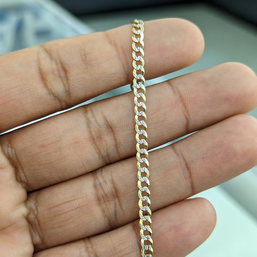 10kt Real Solid Gold Cuban Diamond Cut Chain 3.6mm 22 inch - Picture 9 of 12
